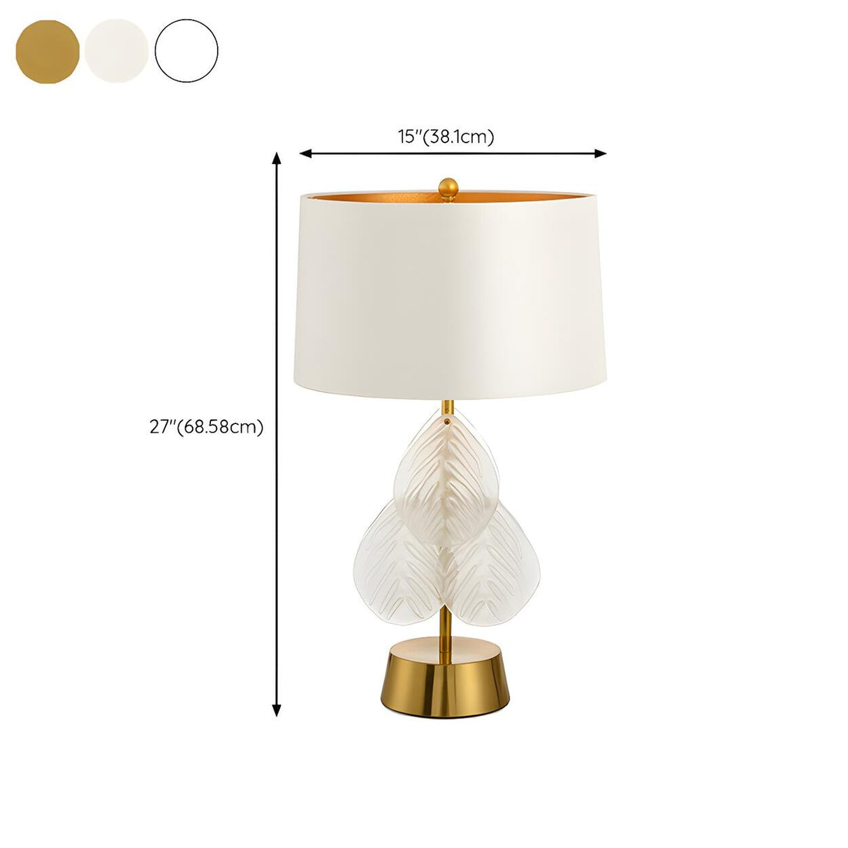 Simple Nordic Fabric Drum Shade Glass Decor Table Lamp 