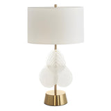 Simple Nordic Fabric Drum Shade Glass Decor Table Lamp Image - 6