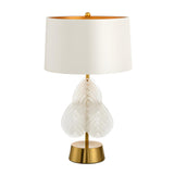 Simple Nordic Fabric Drum Shade Glass Decor Table Lamp Image - 7