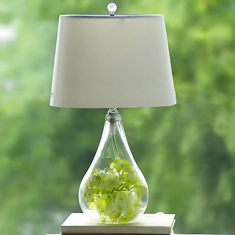 Simple Nordic Fabric Pear Clear Glass Base Table Lamp Image - 2