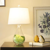 Simple Nordic Fabric Pear Clear Glass Base Table Lamp Image - 3