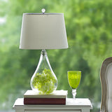 Simple Nordic Fabric Pear Clear Glass Base Table Lamp Image - 4