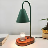 Simple Nordic Green Cone Shade Wooden Base Table Lamp Image - 1