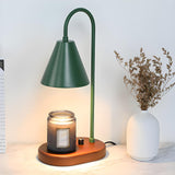 Simple Nordic Green Cone Shade Wooden Base Table Lamp Image - 13