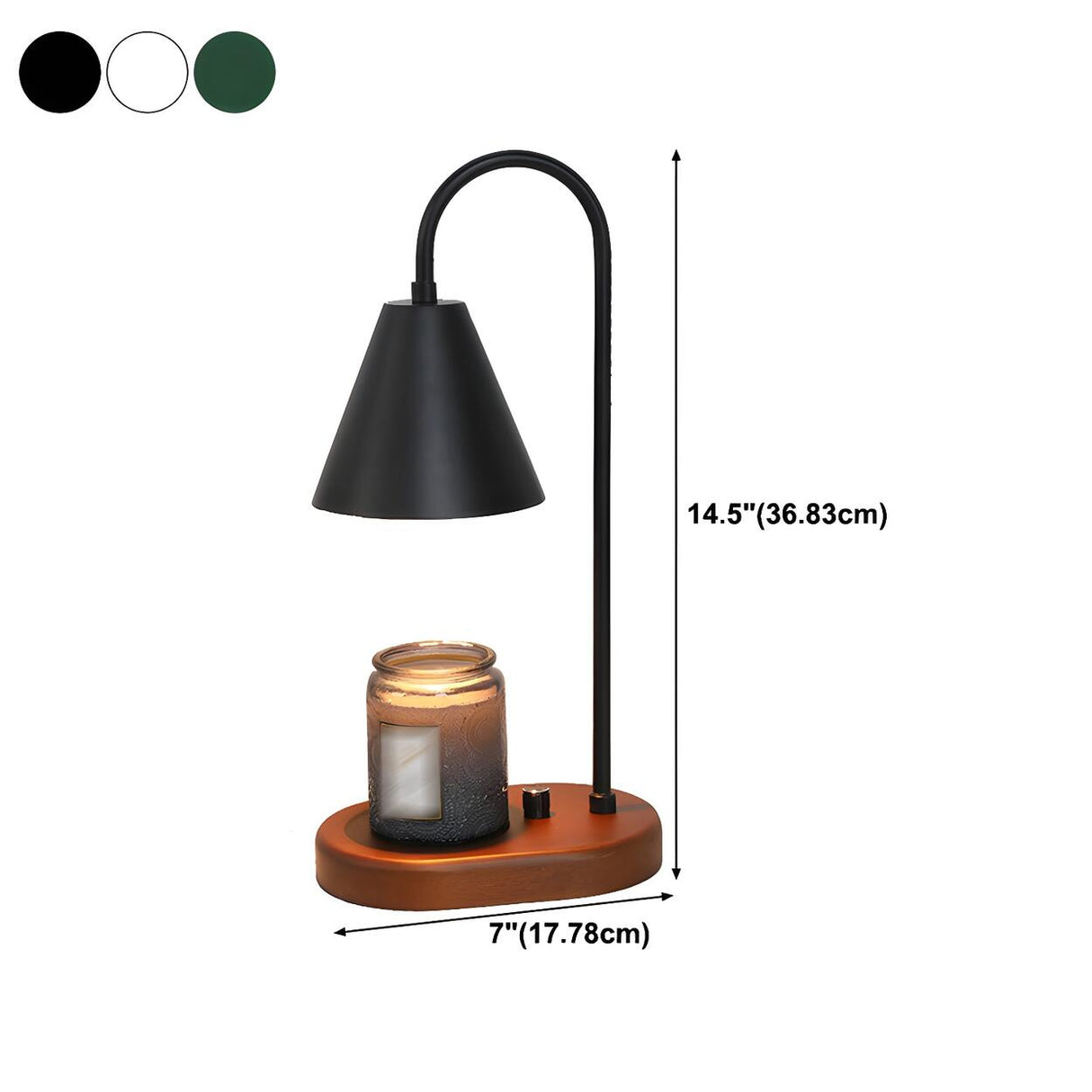 Simple Nordic Green Cone Shade Wooden Base Table Lamp 