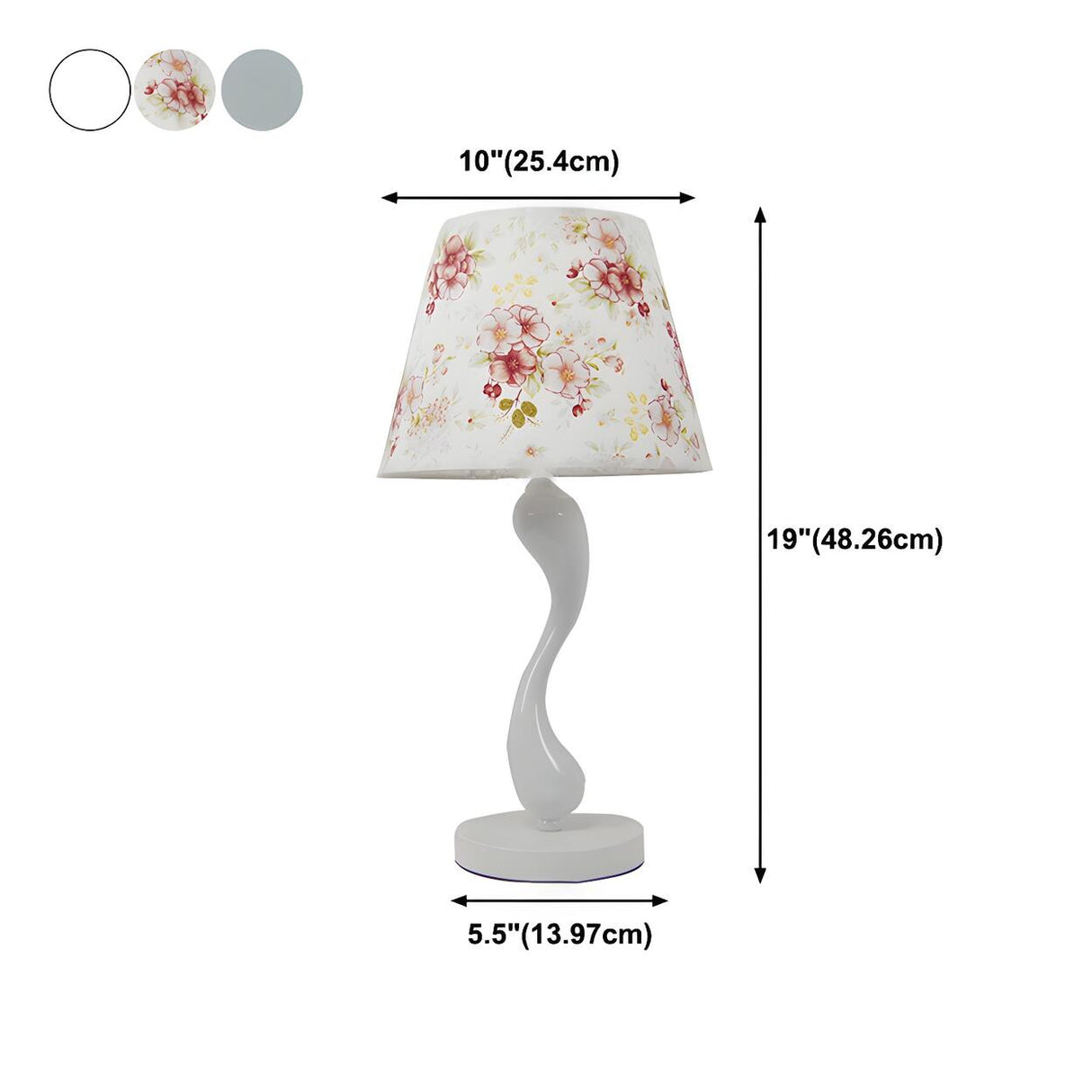 Simple Nordic White Fabric Curved Metal Base Table Lamp 