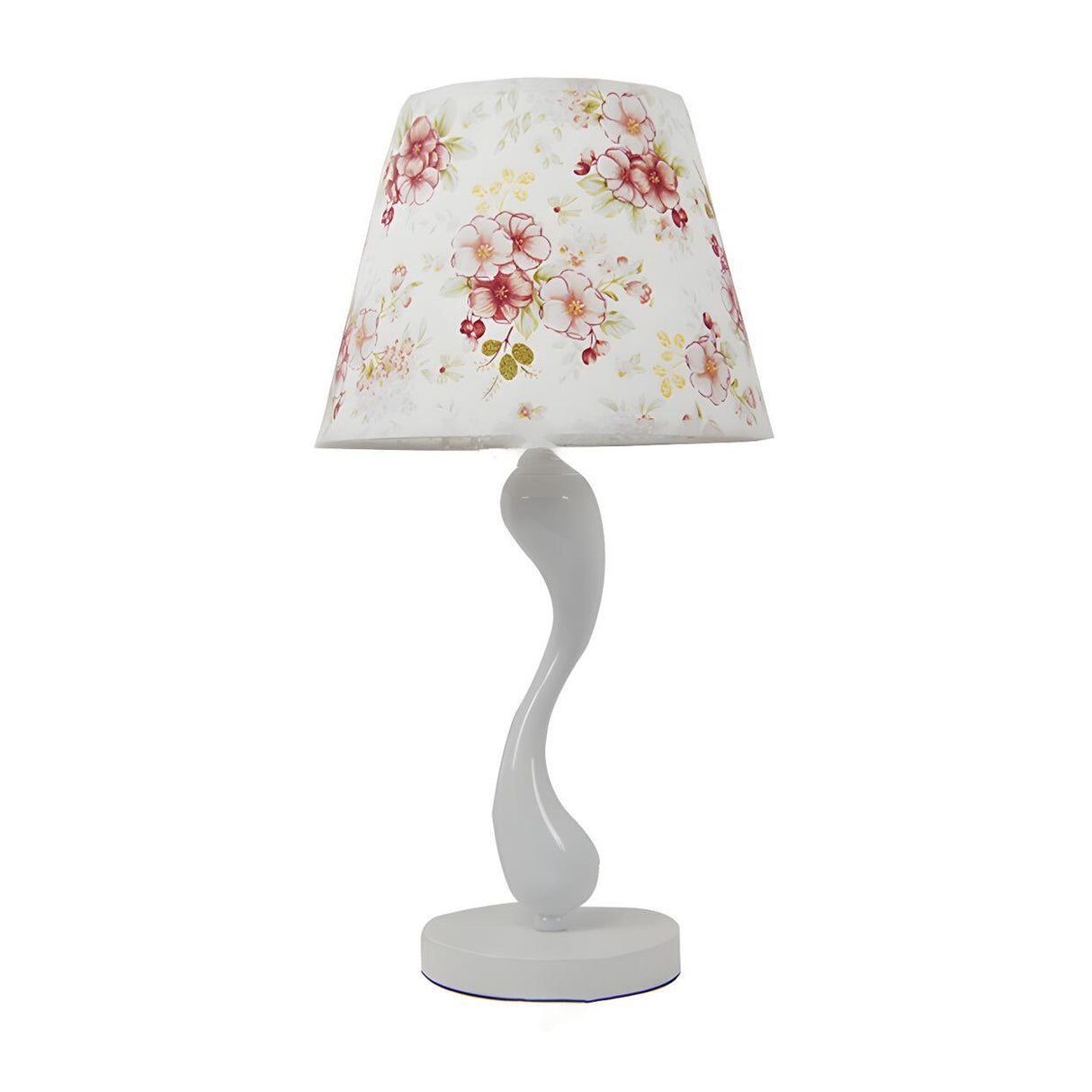 Simple Nordic White Fabric Curved Metal Base Table Lamp Image - 5