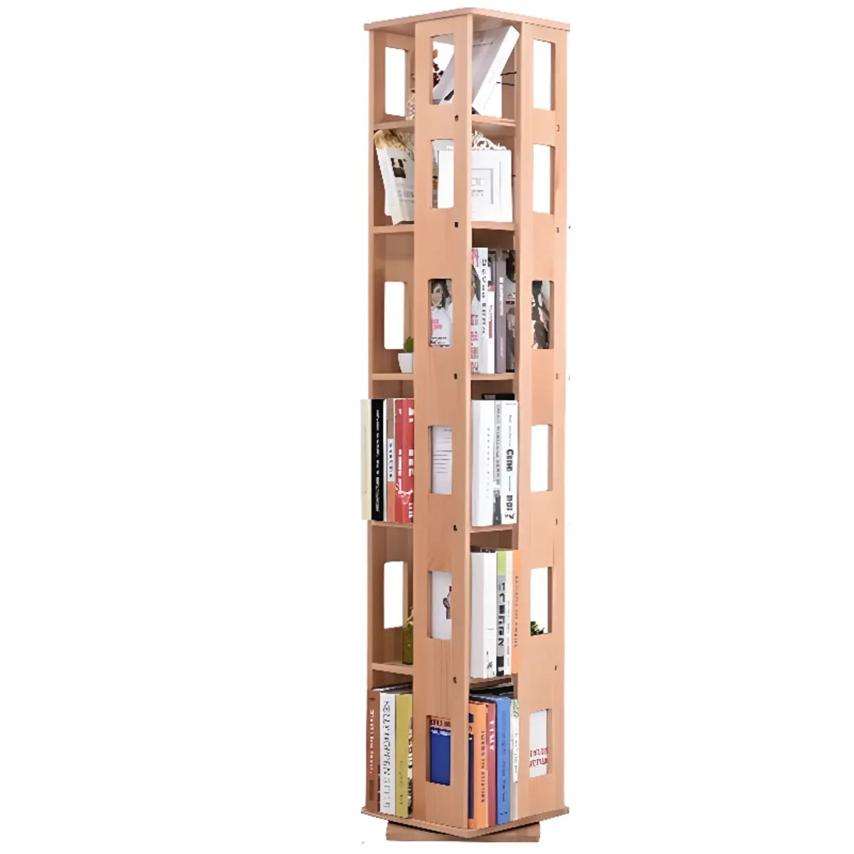 Simple Open Back Beech Wood Vertical Rectangle Bookcase Image - 11