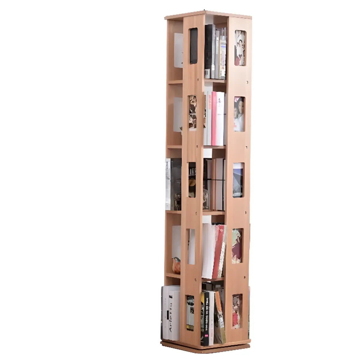 Simple Open Back Beech Wood Vertical Rectangle Bookcase Image - 15