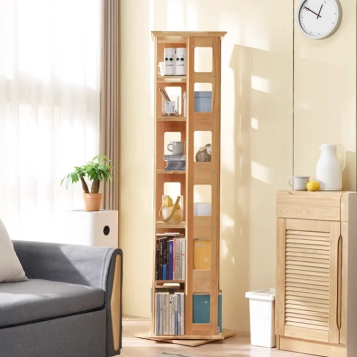 Simple Open Back Beech Wood Vertical Rectangle Bookcase Image - 5