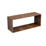 Simple Open Back Wood Brown Rectangular Small Bookcase Image - 2