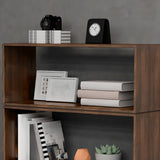 Simple Open Back Wood Brown Rectangular Small Bookcase Image - 6