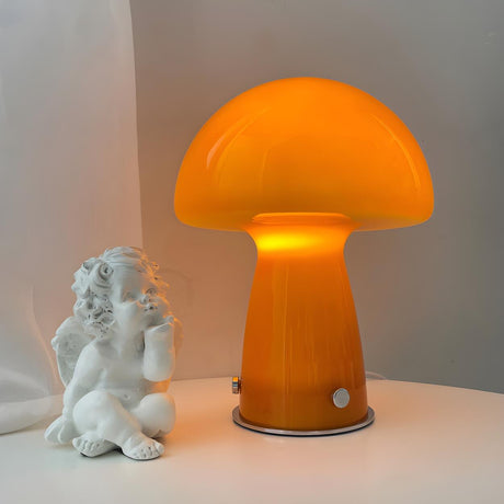 Simple Orange Cute Mushroom Glass Modern Table Lamp Image - 1