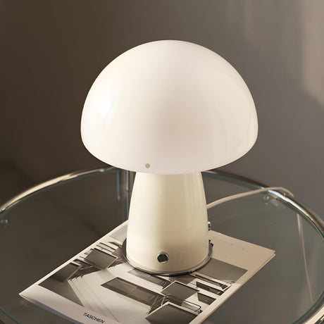 Simple Orange Cute Mushroom Glass Modern Table Lamp Image - 2