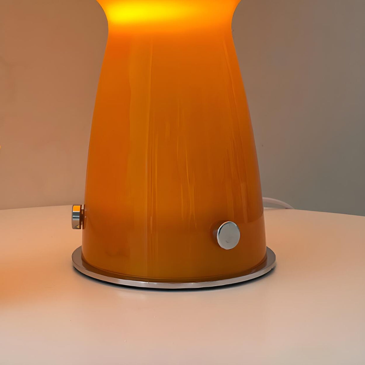 Simple Orange Cute Mushroom Glass Modern Table Lamp Image - 8