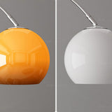 Simple Orange Dome Adjustable Chrome Arch Floor Lamp Image - 10