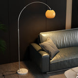 Simple Orange Dome Adjustable Chrome Arch Floor Lamp Image - 12