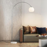 Simple Orange Dome Adjustable Chrome Arch Floor Lamp Image - 3