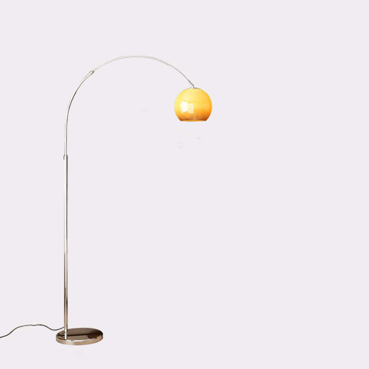 Simple Orange Dome Adjustable Chrome Arch Floor Lamp Image - 5