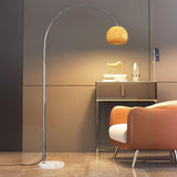 Simple Orange Dome Adjustable Chrome Arch Floor Lamp Image - 8