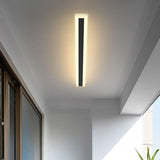 Simple Outdoor Black Linear LED Flush Mount Light Image - 14