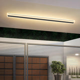 Simple Outdoor Black Linear LED Flush Mount Light Image - 4