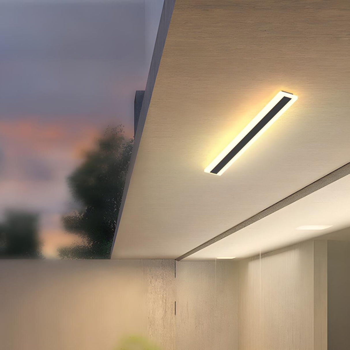 Simple Outdoor Black Linear LED Flush Mount Light Image - 5