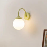 Simple Pastel Green Globe Glass Shade Wall Sconce Image - 3