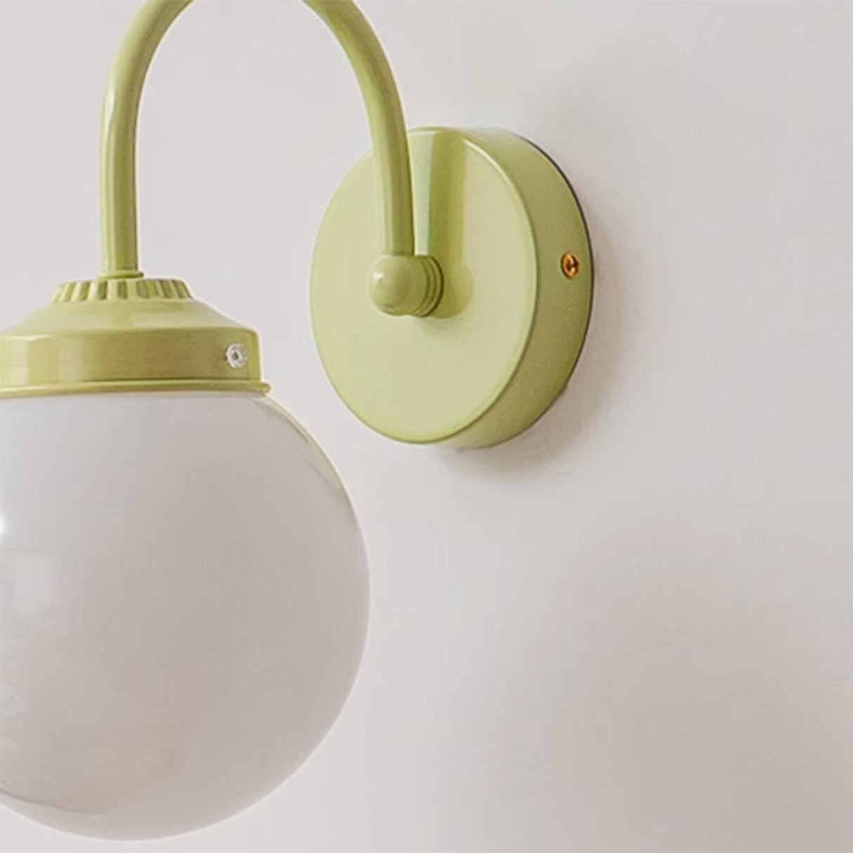 Simple Pastel Green Globe Glass Shade Wall Sconce Image - 5