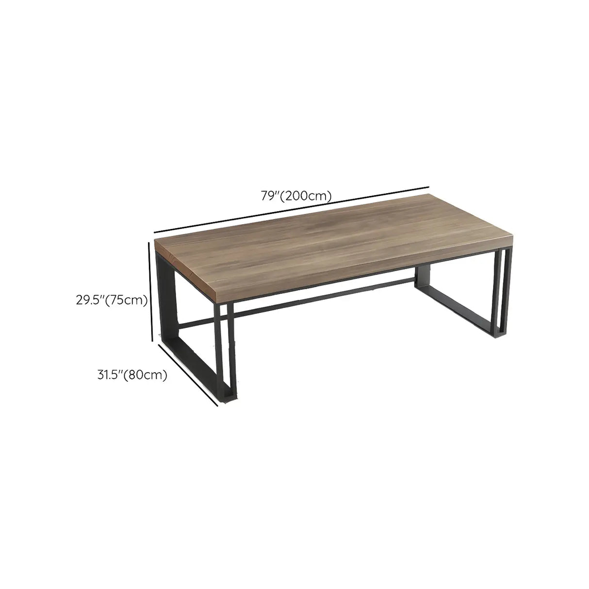 Simple Pine Wood Rectangle Iron Sled Double Gaming Desk Image - 27