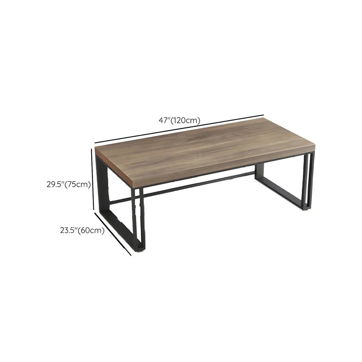 Simple Pine Wood Rectangle Iron Sled Double Gaming Desk Image - 30