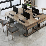 Simple Pine Wood Rectangle Iron Sled Double Gaming Desk Image - 6