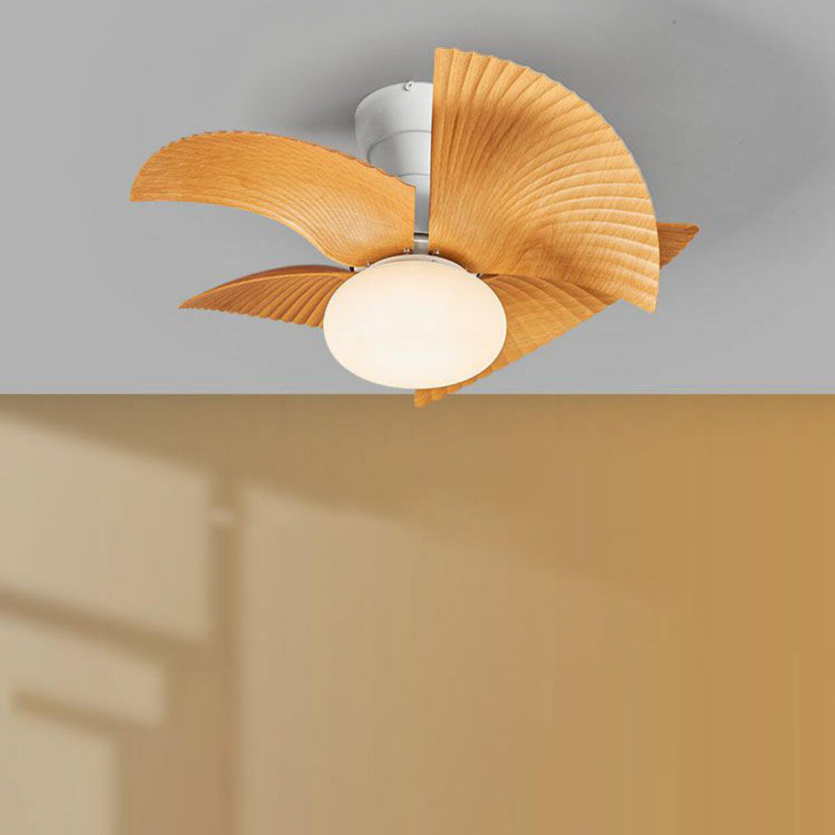 Simple Pleated 3 Blade Ceiling Fan with LED Light Image - 11