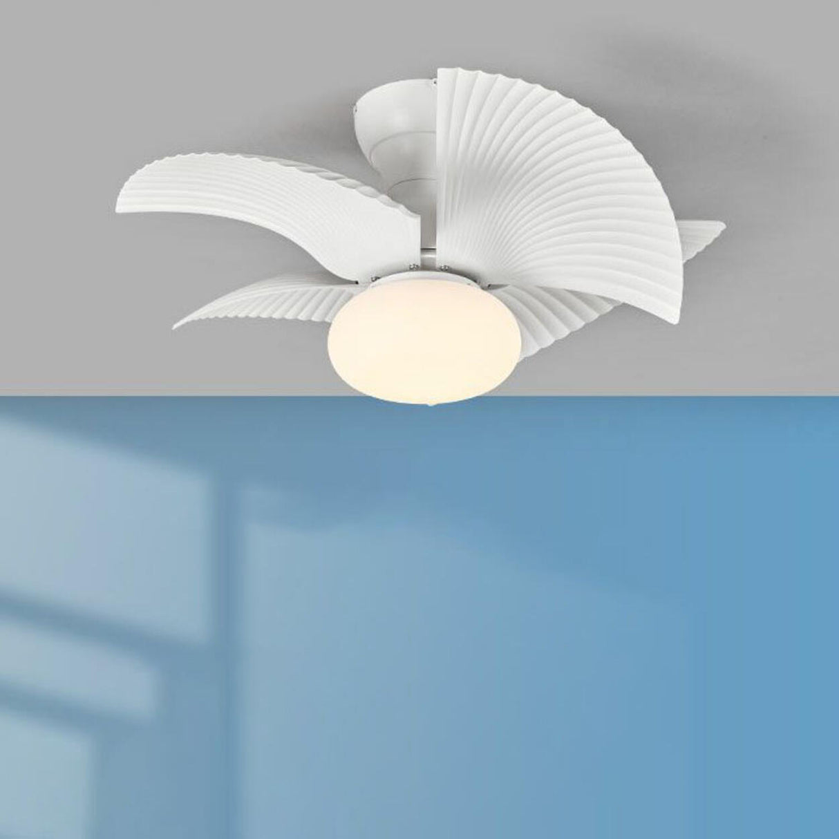 Simple Pleated 3 Blade Ceiling Fan with LED Light Image - 15