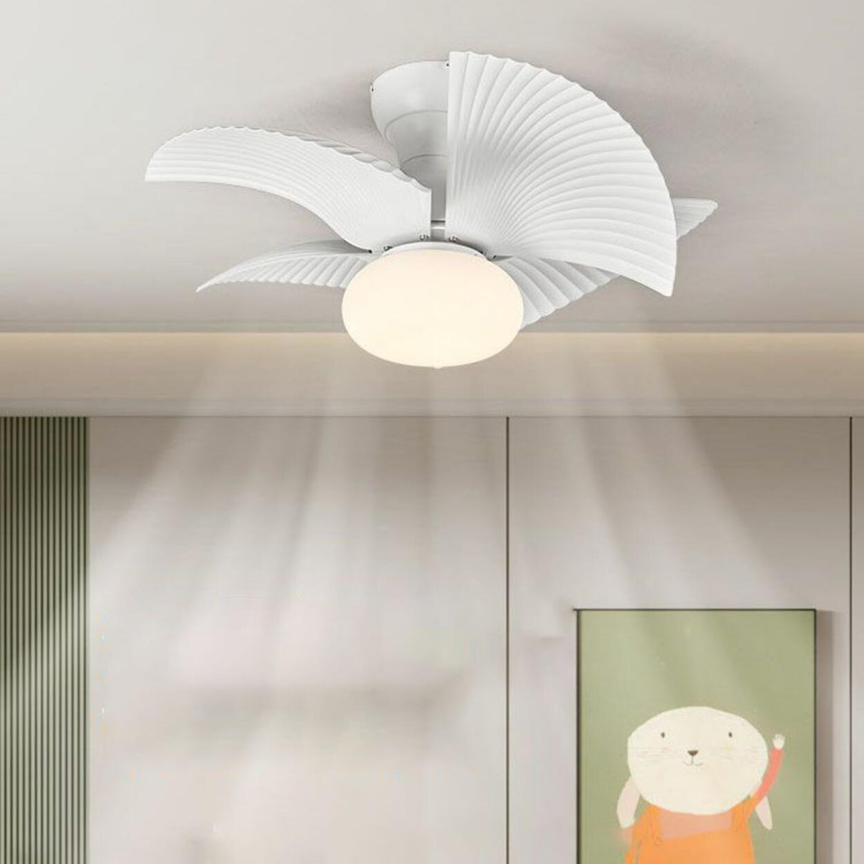 Simple Pleated 3 Blade Ceiling Fan with LED Light Image - 4