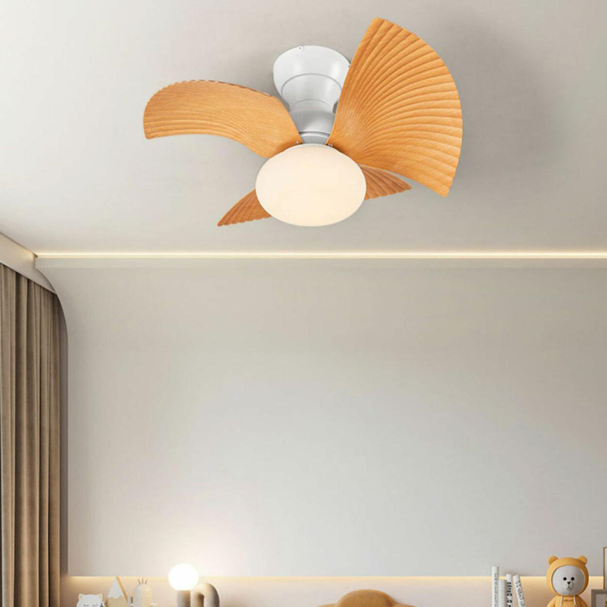 Simple Pleated 3 Blade Ceiling Fan with LED Light Image - 6