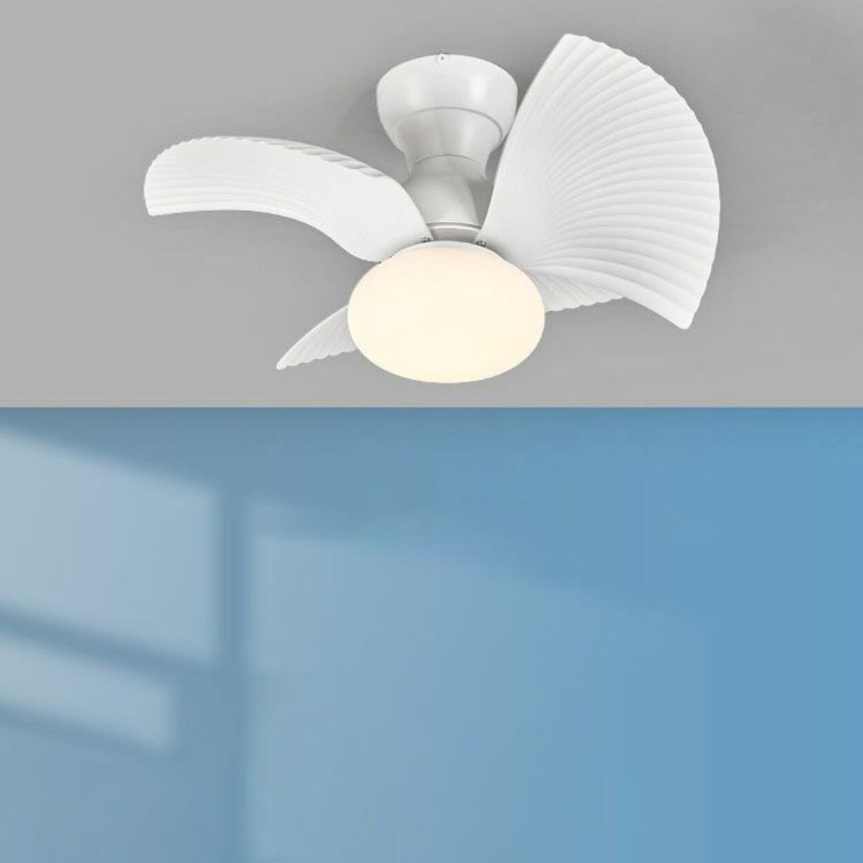 Simple Pleated 3 Blade Ceiling Fan with LED Light Image - 7