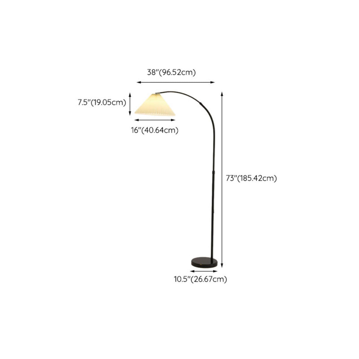 Simple Pleated Adjustable Arched Bedroom Floor Lamp 