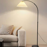 Simple Pleated Adjustable Arched Bedroom Floor Lamp Image - 2