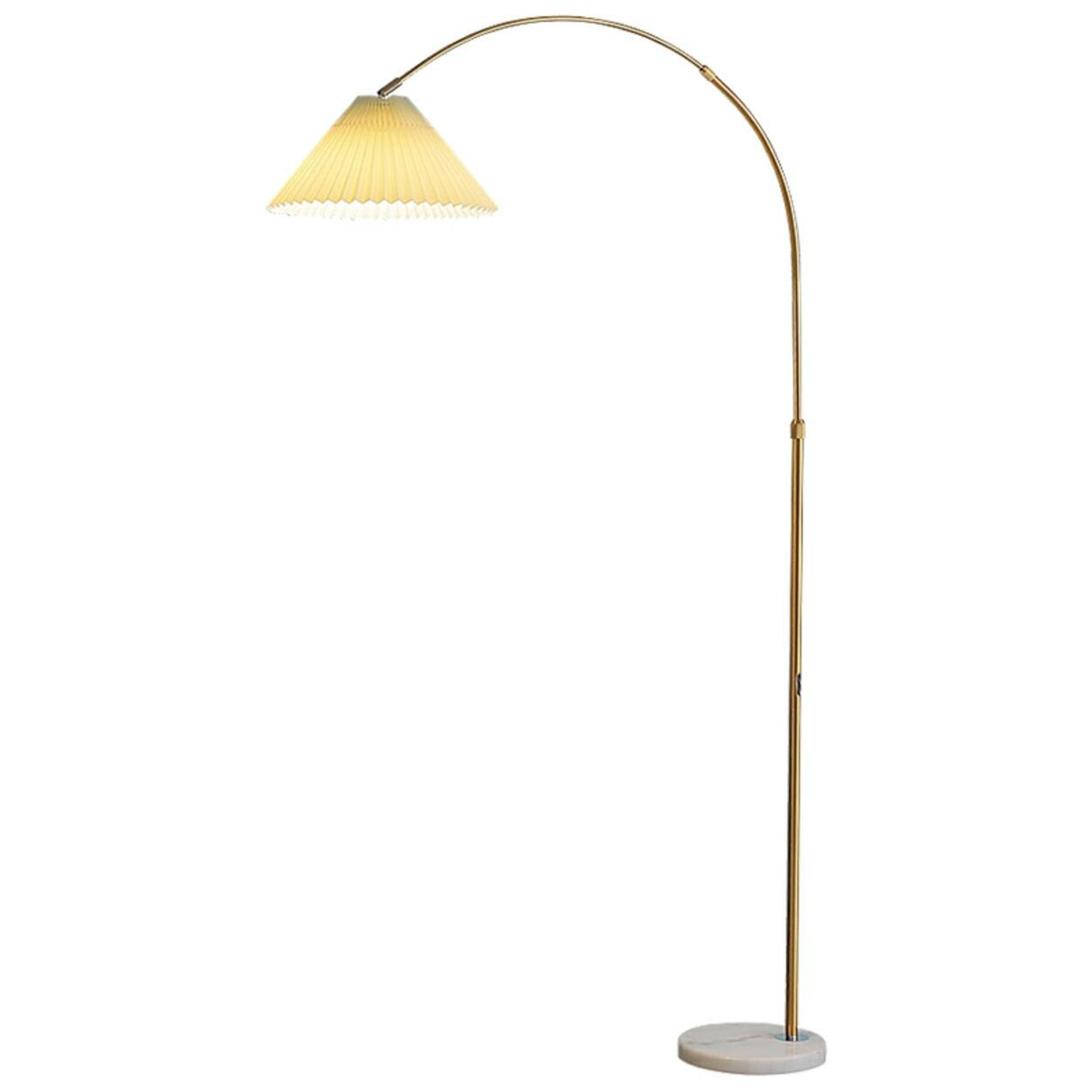 Simple Pleated Shade Adjustable Gold Arched Floor Lamp Image - 5