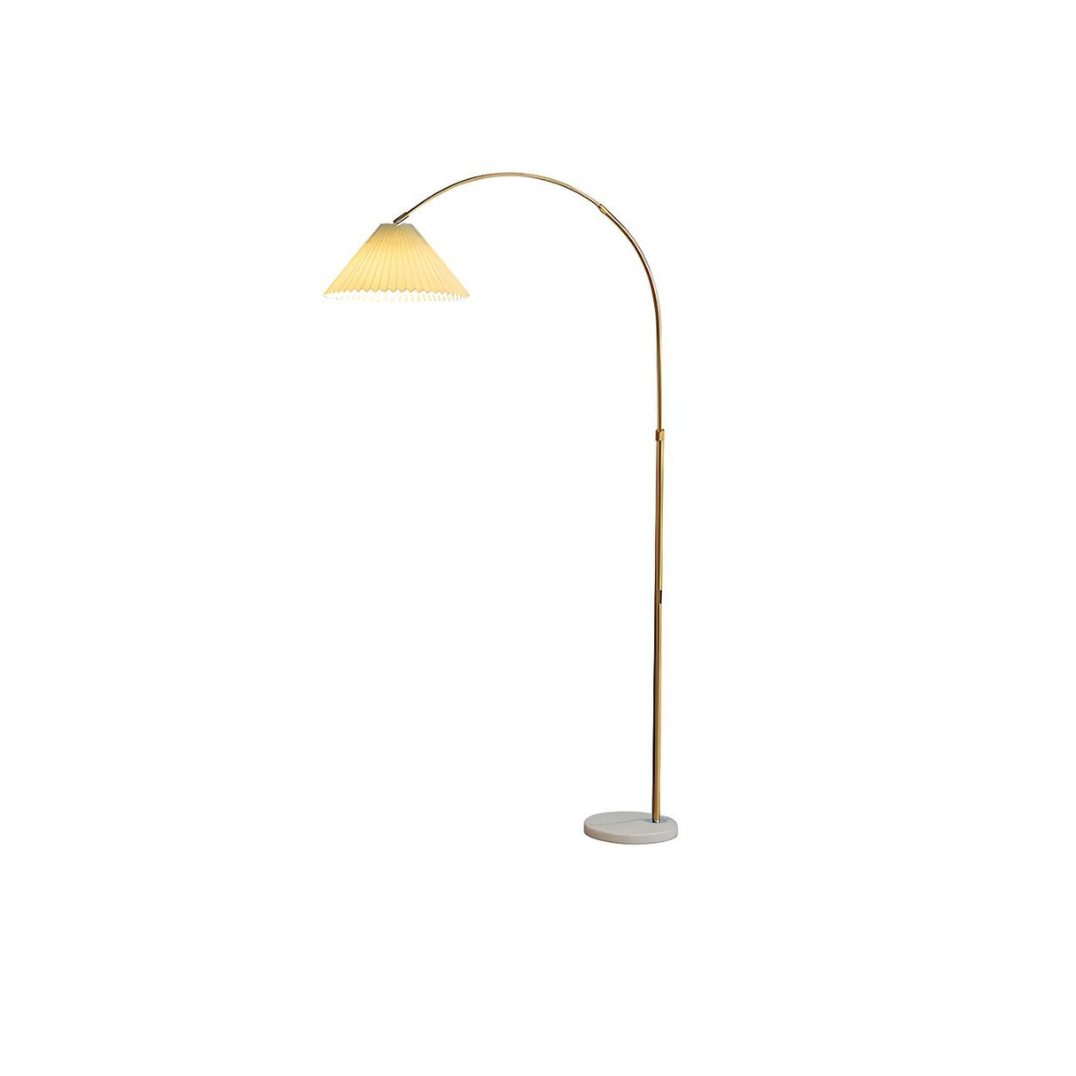 Simple Pleated Shade Adjustable Gold Arched Floor Lamp Image - 6