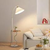 Simple Pleated Shade Curved Side Table Floor Lamp Image - 1