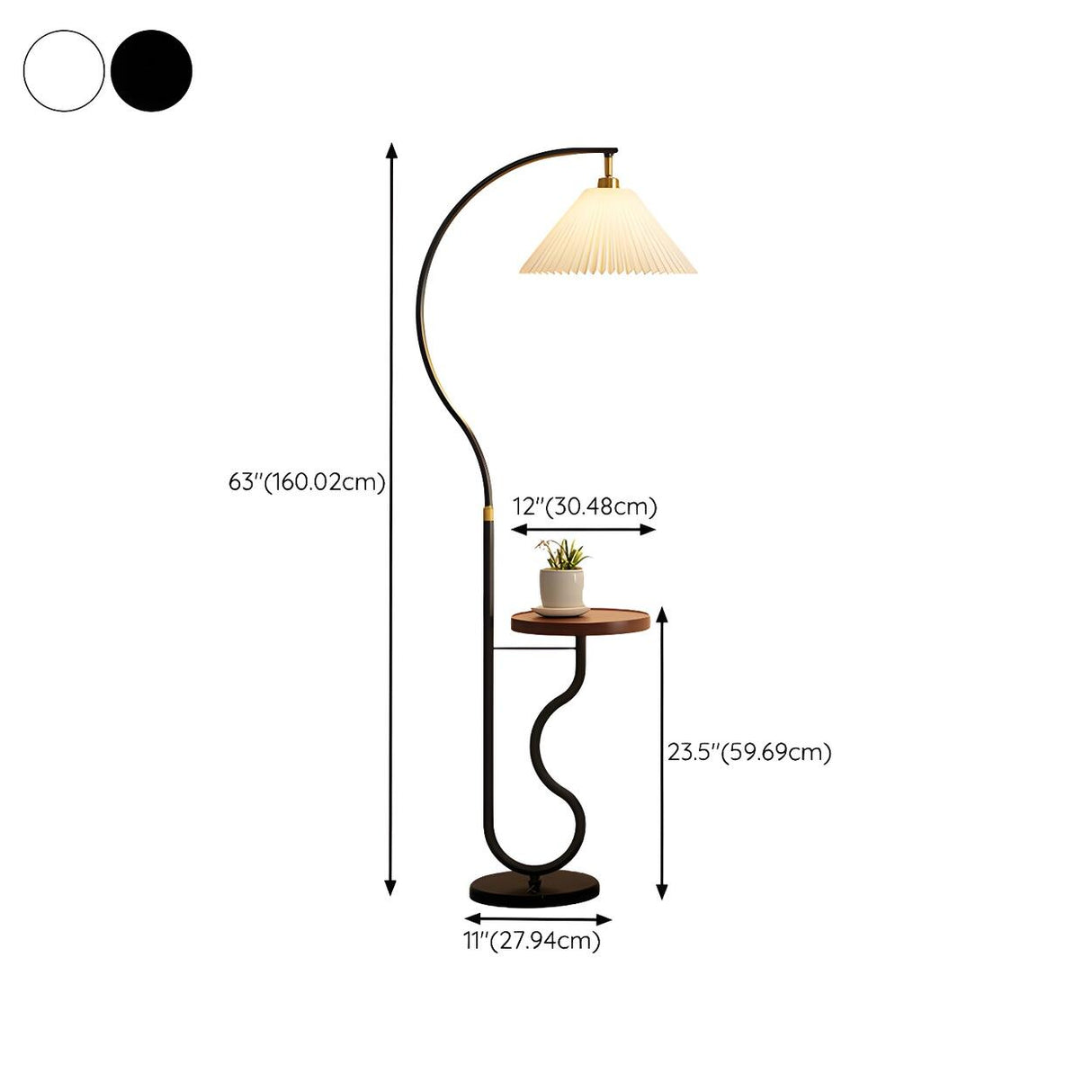 Simple Pleated Shade Curved Side Table Floor Lamp Image - 13