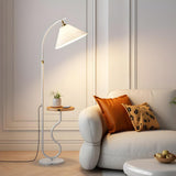 Simple Pleated Shade Curved Side Table Floor Lamp Image - 2