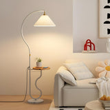 Simple Pleated Shade Curved Side Table Floor Lamp Image - 4