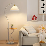 Simple Pleated Shade Curved Side Table Floor Lamp Image - 9