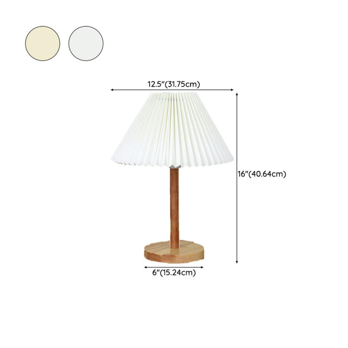 Simple Pleated Shade Wood Base LED Bedside Table Lamp 