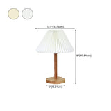 Simple Pleated Shade Wood Base LED Bedside Table Lamp #size