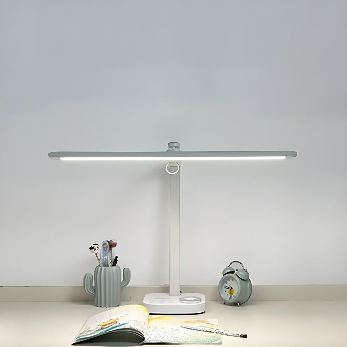 Simple Plug-In Linear Metal Shade Modern Table Lamp Image - 5