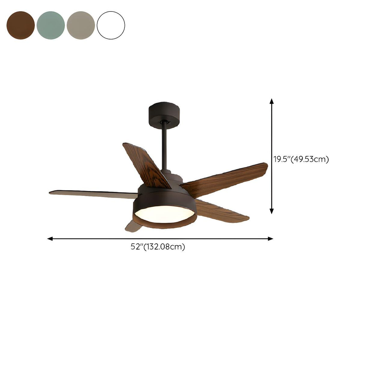 Simple Polished 5-Wood Blade Ceiling Fan with Light Image - 16